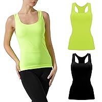 Risalti Women's Fitness Sports Tank Top 2 Pieces – Women's Gym Tank Top in Elastic and Breathable Microfibre, Women's Gym Clothing, Running Tank Top, Yoga, Seamless – Made in Italy