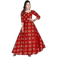 Jessica-Stuff Women Rayon Blend Stitched Anarkali Gown Wedding Dress (1226)