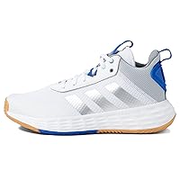 adidas Originals Flex Basketball Shoe, White/Silver Metallic/Team Royal Blue, 11 US Unisex Little Kid