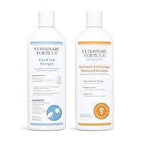 Veterinary Formula Flea and Tick Shampoo for Dogs and Cats & Clinical Care Antiseptic and Antifungal Medicated Shampoo for Dogs & Cats