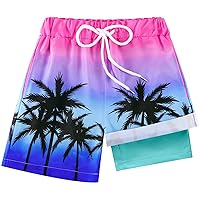 Boys Swim Trunk with Compression Boxer Brief Double Layer Beach Surf Board Shorts Kids Quick Dry Anti Chafe Swimwear