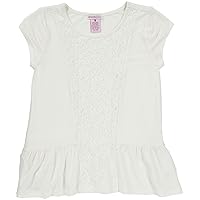 S/S Lace Peplum Top - Winter White w/Lace-Large