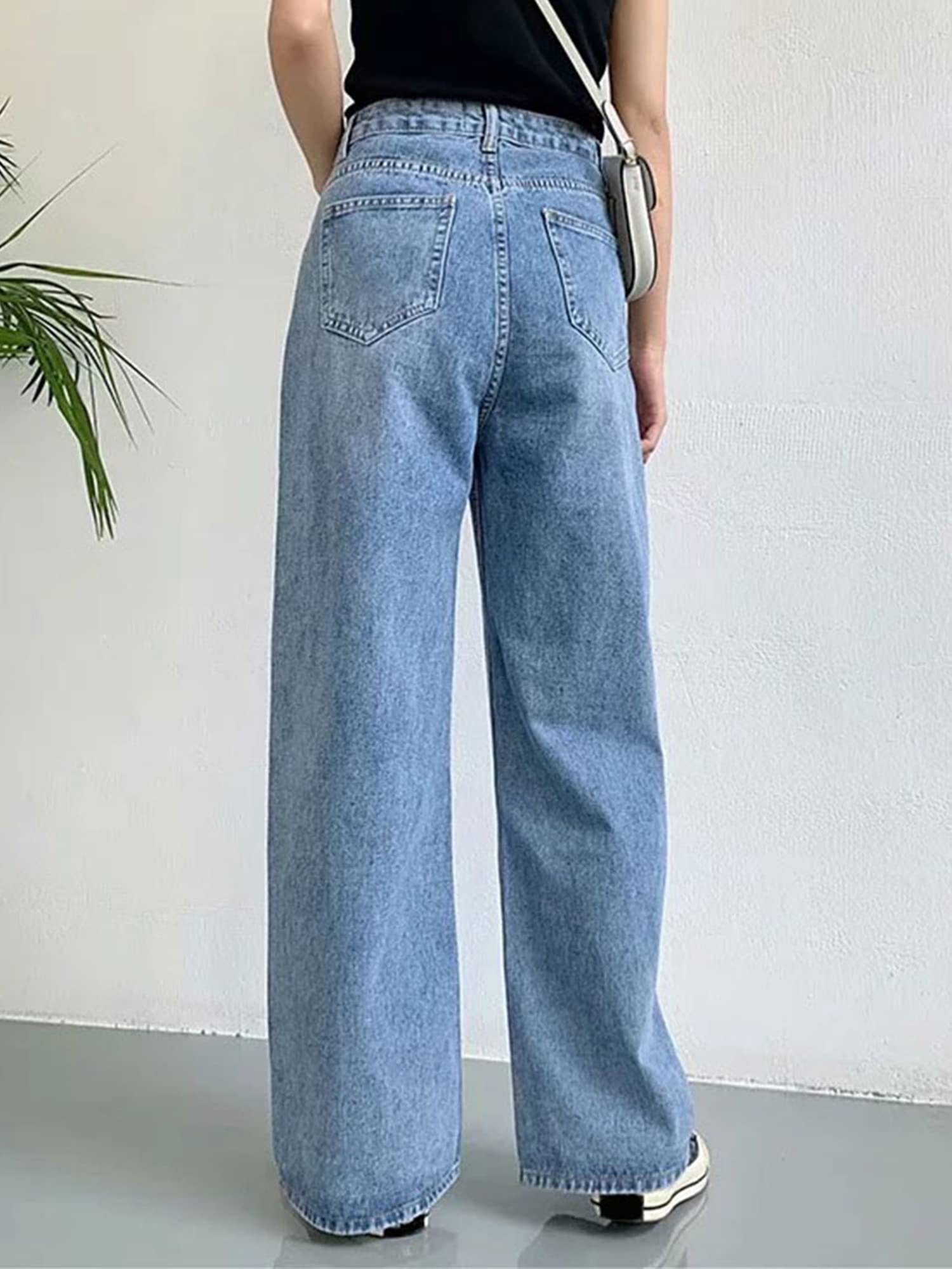 HDLTE Women Wide Leg Jeans High Waist Baggy Jeans for Women Loose Boyfriends Jeans Denim Pants Y2K