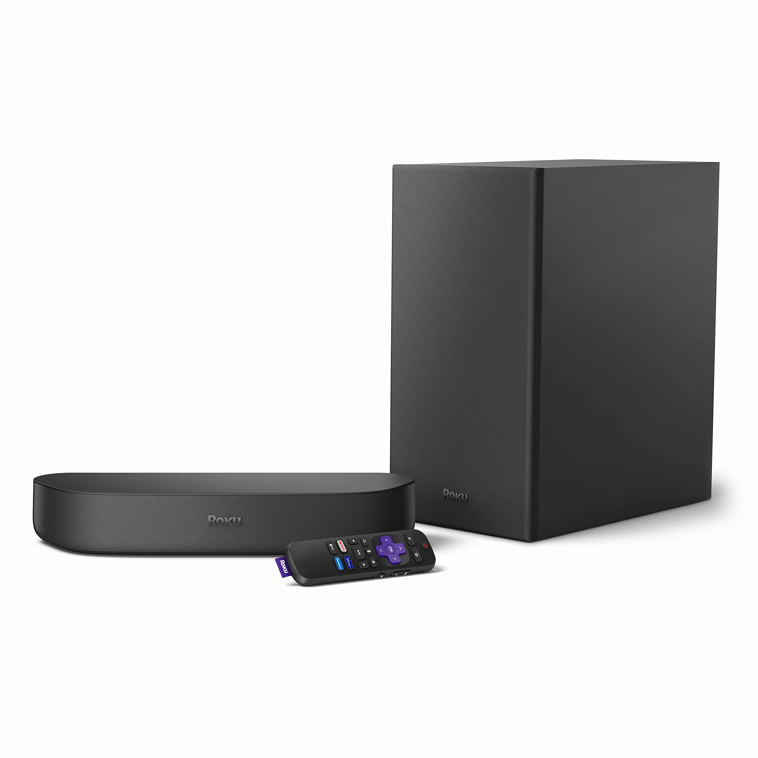 Roku Streambar & Roku Wireless Bass | 4K HDR Streaming Device & Premium Soundbar All in One, Wireless Subwoofer, Roku Voice Remote, Free & Live TV