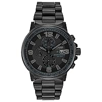 Citizen Men's Eco-Drive Weekender Nighthawk Chronograph Watch in Black IP Stainless Steel, Black Dial (Model: CA0295-58E)