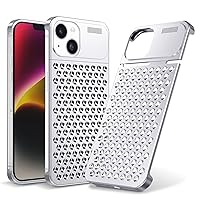 Arae Premium Aluminum Alloy Case,Anti-Fall Heat Dissipation,Anti-Scratch Slim Case,Aromatherapy Phone case for iPhone 14 (Silver, iPhone 14 6.1inch)