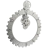 Kikkerland Big Wheel Revolving Wall Clock, Silver