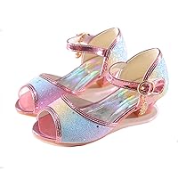 Girls Mary Jane Glitter Wedding Party Dress Shoes Princess Flower Strap Shoes