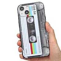 for iPhone 15 Plus 6.7 inch Case, Soft TPU Phone Case Music Classic Cassette Tape Retro 80’s Type Case for Girls Women, Slim Shockproof Protective Cover White (for iPhone 15 Plus)