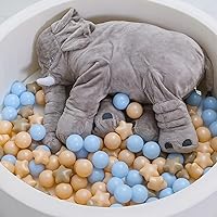 TRENDPLAY 100 Star Ball Pit Balls - BPA&Phthalate Free Non-Toxic Play Balls Soft Plastic Balls for 1 2 3 4 5Years Old Toddlers Baby Kids Birthday Pool Tent Party (2.16inches) Blue+Khaki+Milktea
