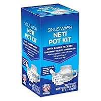 Neti Pot Nasal Rinse Kit with 30 Salt Packets - 1 Kit | Sinus Rinse for Adults & Children | Sinus Relief
