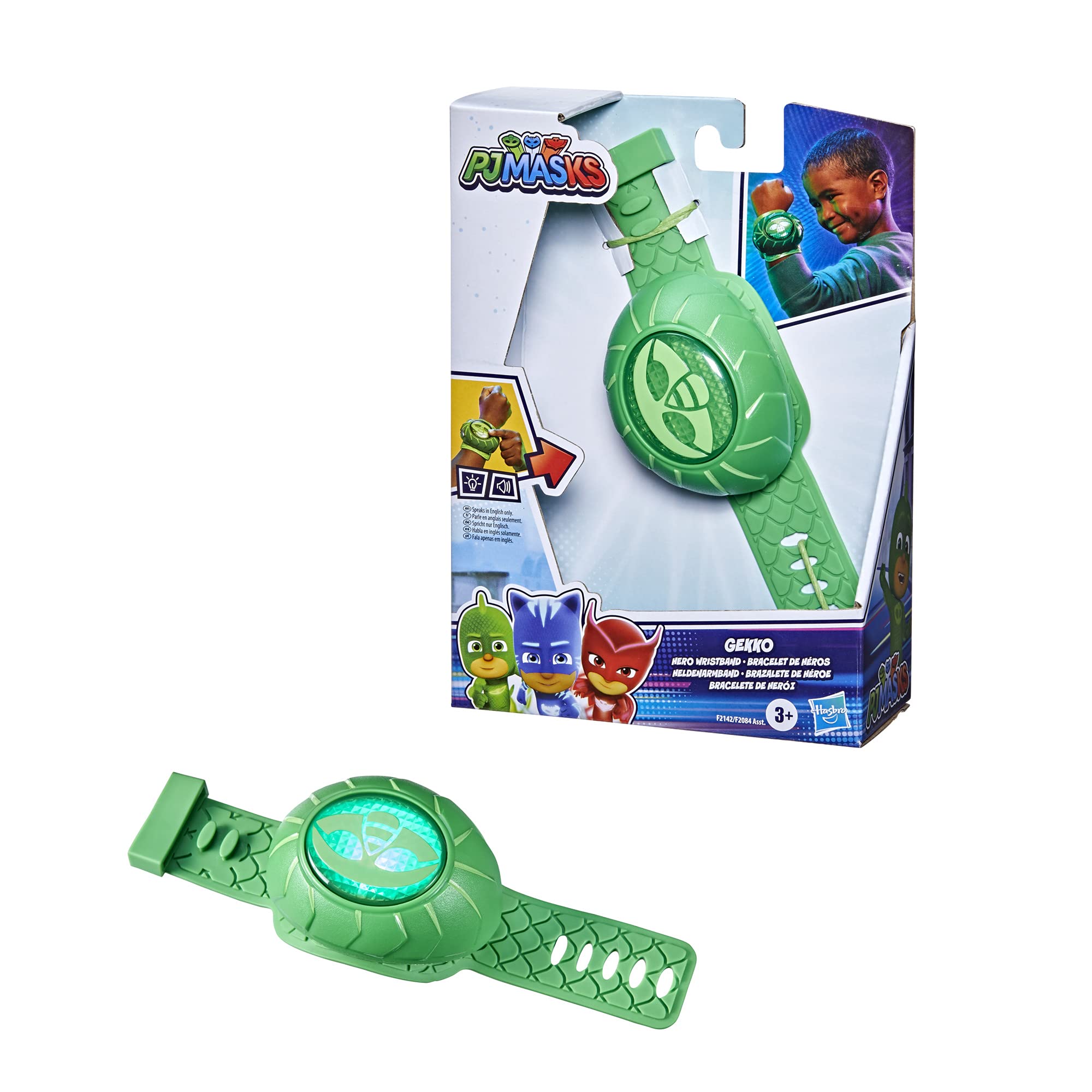 PJ Masks Gekko Power Wristband Preschool Toy, Costume Wearable with Lights and Sounds for Kids Ages 3 and Up