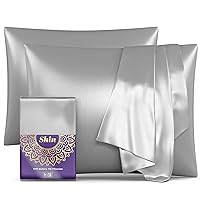 25 Momme 100% Pure Mulberry Silk Pillowcase Set of 2 for Hair and Skin with Hidden Zipper, Both Side Grade 6A Silk, Smooth and Soft,Real Silk Pillow Case,Queen 20''x30'',Silver Grey