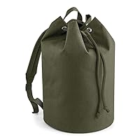 Unisex Grab Handle Shoulder Strap Plain Backpack Adults Draw Strings Backpack M Green One Size