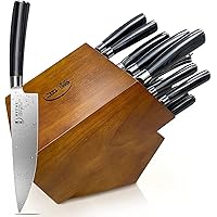 Knife Set, 17 Pieces Kitchen Knife Set with Block, German Steel knife set with Sharpener Professional Chef Knife Set & Scissor, Suitable for Home Kitchen Best Gift