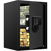 2.5Cuft Fireproof Safe Box for HOME USE, Digital Home Security Money Safe with Key, Numeric Keypad and Removable Shelf, Document Safe Fireproof Waterproof for Firearm Medicine Valuables (50HD)