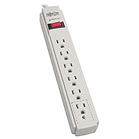 Tripp Lite Surge Protector Power Strip 120V 6 Outlet 8' Cord 990 Joule Flat Plug Gray