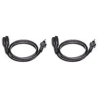 Amazon Basics Extension Cord, 13 Amps, 125V, 3 Foot, Black - Pack of 2