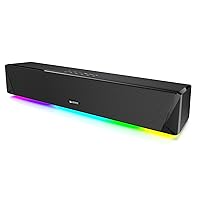 Computer Speakers, 24W Bluetooth Computer Soundbar, 3.5mm Aux-in Computer Speakers for Desktop Monitor, Computer Sound Bar with Deep Impactful Bass, Gaming Speakers for PC Powered by AC Adapter