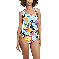 Nautica Women's Standard One Piece Swimsuit Crossback Tummy Control Quick Dry Removable Cup Adjustable Strap Bathing Suit, Lime/Multi, X-Large