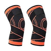 Hutena Rodillera Pro, Hutena Knee Support Pro, Knee Compression Sleeve for women men, Patella Gel Pad & Side Stabilizers (2Pcs Orange,XL)