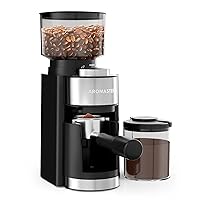 Aromaster Burr Coffee Grinder, Coffee Bean Grinder with 25 Grind Setting, Espresso Grinder with 51-53mm Portafilter Holder, 2-12 Cups Timer, Conical Coffee Grinders for Home Use/Pour Over/French Press