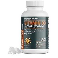 Vitamin D3 10,000 IU (250 MCG) for Healthy Muscle Function and Immune Support, Non-GMO, 180 Tablets