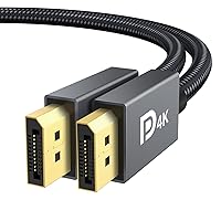 IVANKY DisplayPort 1.2 Cable [6.6ft, 2-Pack], 4K DisplayPort to DisplayPort Cable Nylon Braided, High Speed DP Cable, Supports 2K@165Hz and 4K@60Hz, Compatible with PC, Laptop, TV - Grey