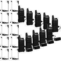 Retevis RT22 Walkie Talkie(10 Pack) with Earpiece(10 Pack), Rechargeable,Long Range 2 Way Radio, Handsfree VOX Mini, for Business School Church, in-Ear Walkie-Talkie Earpiece with Mic, Coil Tube
