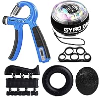 Grip Strength Trainer Kit with Finger Exerciser, Hand Grip Strengthener, Hand Extension Exerciser, Stress Relief Ball, Grip Ring, Gyro Ball for Muscle Building and Injury Recover