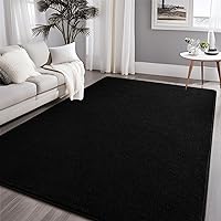Large Modern Area Rugs for Bedroom Living Room, 4x6 Feet Black Rug, Thickened Memory-Foam Indoor Carpets, Minimalist Rug for Boys Girls, Soft, Non-Slip and Machine-Washable