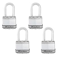 Master Lock Magnum Outdoor Padlock with Key, Keyed Alike Gate Locks, 4 Pack, Silver