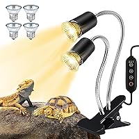 Reptile Heat Lamp, Dual-UVA UVB Turtle Heat Lamp, 360° Dimmable Heat Lamp for Turtle Tank, Bearded Dragon Reptiles Turtle Lizard Snake (Heat Bulb 2 * 25W/50W)