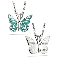 Shields of Strength Women’s Stainless Steel Aqua Butterfly Necklace Pendant Chain 2 Corinthians 5:17 Bible Verse Christian Jewelry Faith Gift Religious