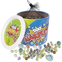 OIG Brands Glass Marbles - 500 Pack Assorted Colors and Patterns for Fun Retro Games, Crafts, and Home Decor - DIY Cat-Eyes Marbles for Kids Bulk Set