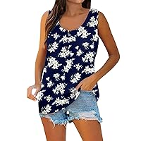 Womens Tank Tops Loose Fit Summer Henley Shirts Sleeveless Flowy Tunic Top Blouses & Button-Down Shirts