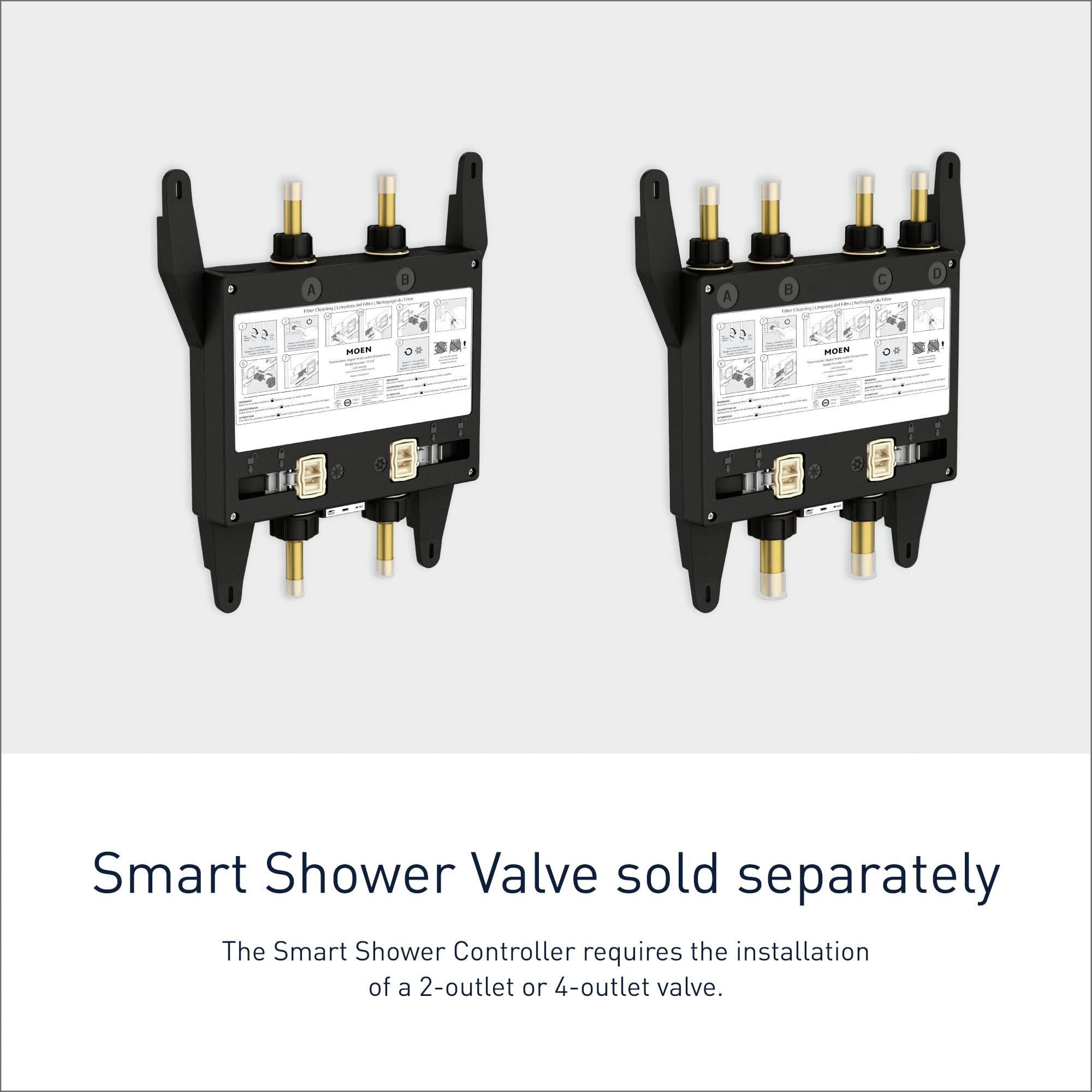 Moen Matte Black Smart Shower 2-Outlet Digital Shower Controller for Thermostatic Shower Valve, TS3302BL