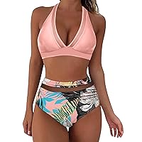 Black Bikini Bottoms Full Coverage High Cut 1 Piece Swimsuits for Women Push Up Two Piece Swimsuits Vintage S