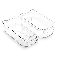 BINO | Stackable Storage Bins, Medium - 2 Pack | THE STACKER COLLECTION | Clear Plastic Storage Bins | Built-In Handles | BPA-Free | Containers for Organizing Kitchen Pantry | Multi-Use Organizer Bins
