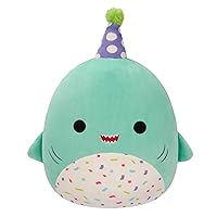 Squishmallows Original 12-Inch Sharon Teal Shark with Party Hat Confetti Belly - Official Jazwares Plush