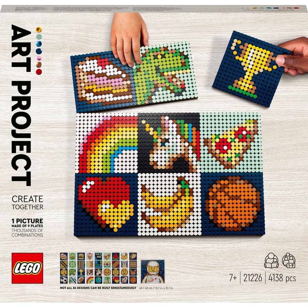 LEGO 21226 Art: Project – Create Together Set, Canvas Wall Décor, Collaborative Creative Activity, Xmas Gift Idea for Kids, Adults, Families, Mosaic Crafts Kit