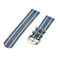 Clockwork Synergy - 22mm 2 Piece Classic Nato Ss Nylon Light Blue/Sand Replacement Watch Strap Band