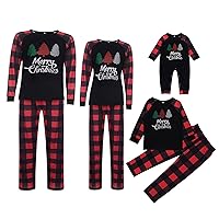 Christmas Pajamas For Family Winter Plaid Pattern Merry Christmas Print Tops+Pants Suit Christmas Pjs Matching Sets