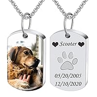 Fanery sue Personalized Ash Necklace for Dog Custom Photo&Text Pet/Dog Urn Necklace Customized Memorial Jewelry Necklace
