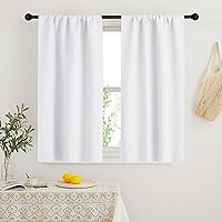 Short Curtains 45 inch 2 Panels Set, Room Darkening Small Window Drapes Thermal Insulated Cafe Curtains for Kitchen Dorm Transit Van, W 29 x L 45 inch, Pure White