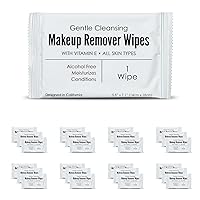 Bulk Makeup Remover Wipes | 500 Count| Individually Wrapped, Gentle Cleansing, Alcohol Free - All Skin Types - Vitamin E - 100% Recyclable, Hotel Travel Size Toiletries