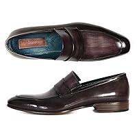 Paul Parkman Men's Loafer Black & Gray Hand-Painted (ID#093-GRAY)