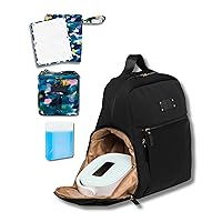 Sarah Wells Fiona Neoprene Breastpump Backpack (Black), Cold Gold Breastmilk Cooler and Pumparoo Wet/Dry Bag (Aquarelle) Bundle