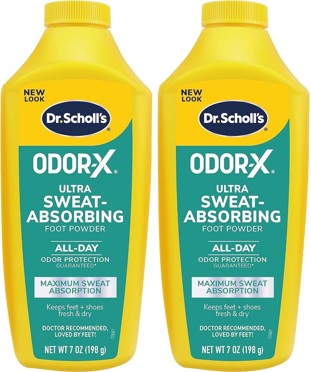 Dr. Scholl's ULTRA-SWEAT ABSORBING FOOT POWDER, 7 oz // Maximum Sweat Absorption, All-Day Odor Protection, Keeps Feet Fresh & Dry - Pack of 2