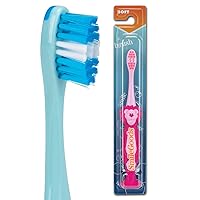 Practicon 7109849 SmileGoods Y224 Child Lion Toothbrush, 22 Tuft, Soft Bristle, with Tongue Cleaner & Suction Cup Base, Assorted Color, Pack of 72